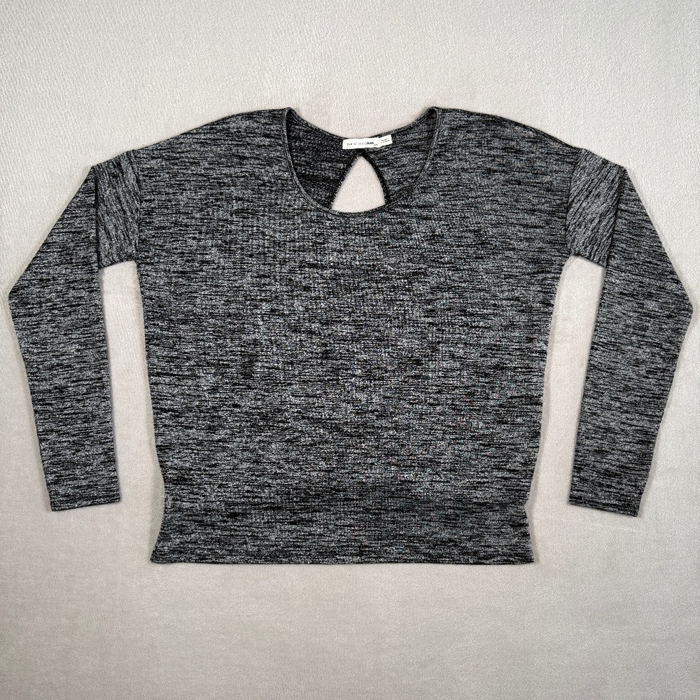Rag & Bone Top Womens Medium Black Heather Mia Long Sleeve Open Back